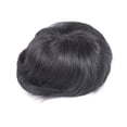 thumbnail image 1 of #1B Natural Black PU Men's Toupee V Loop Human Hair Replacement System, 1 of 7
