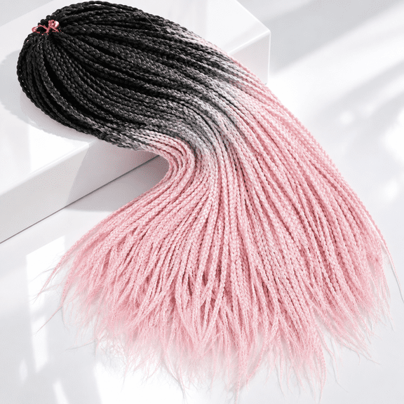 1B/Pink 22 Inch (Pack of 1) Synthetic Fiber Box Braid Crochet Hair Extensions
