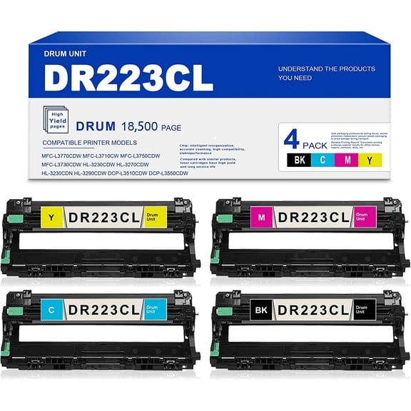 [1BK/1C/1M/1Y] DR-223CL Drum Unit Replacement for Brother MFC-L3770CDW L3710CW Printers