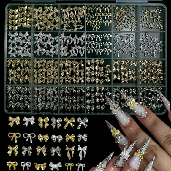 1BOX 3D Pearls Nail Charms Design Set ,24Grids Flatback Pearls for Crafting, Charms for Nails Design