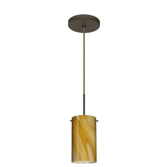 1BT-4404HN-BR-Besa Lighting-Stilo 7-One Light Cord Pendant with Flat Canopy-4 Inches Wide by 7 Inches High-Bronze Finish-Honey Glass