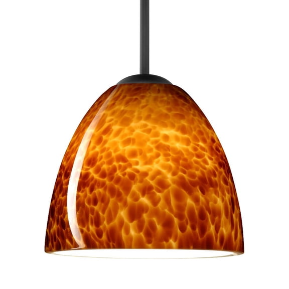 1BT-757218-LED-BK Besa Lighting Sasha II-One Light Cord Pendant with Flat Canopy-6.3 Inches Wide by 5.4 Inches High-Black Finish-Amber Cloud Glass