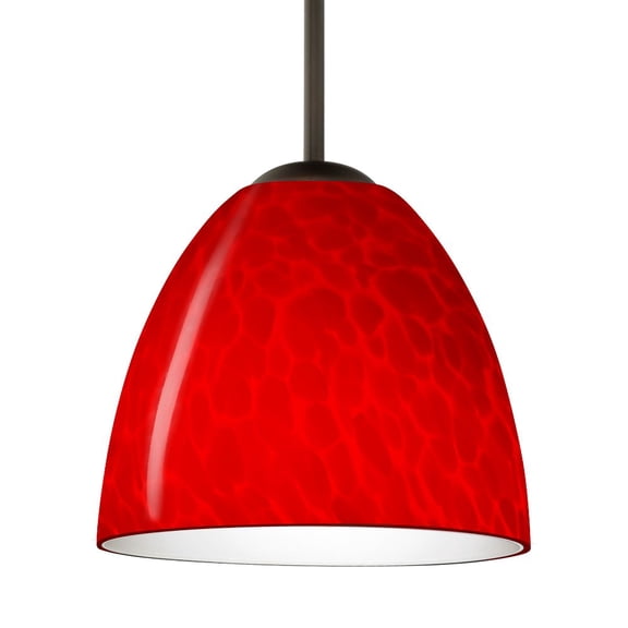 1BT-7572RC-BR Besa Lighting Sasha II-One Light Cord Pendant with Flat Canopy-6.3 Inches Wide by 5.4 Inches High-Bronze Finish-Red Cloud Glass