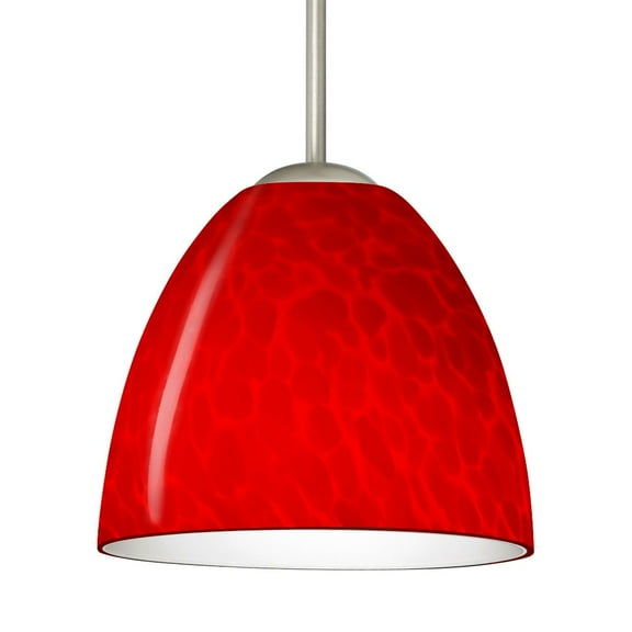 1BT-7572RC-LED-SN Besa Lighting Sasha II-One Light Cord Pendant with Flat Canopy-6.3 Inches Wide by 5.4 Inches High-Satin Nickel Finish-Red Cloud