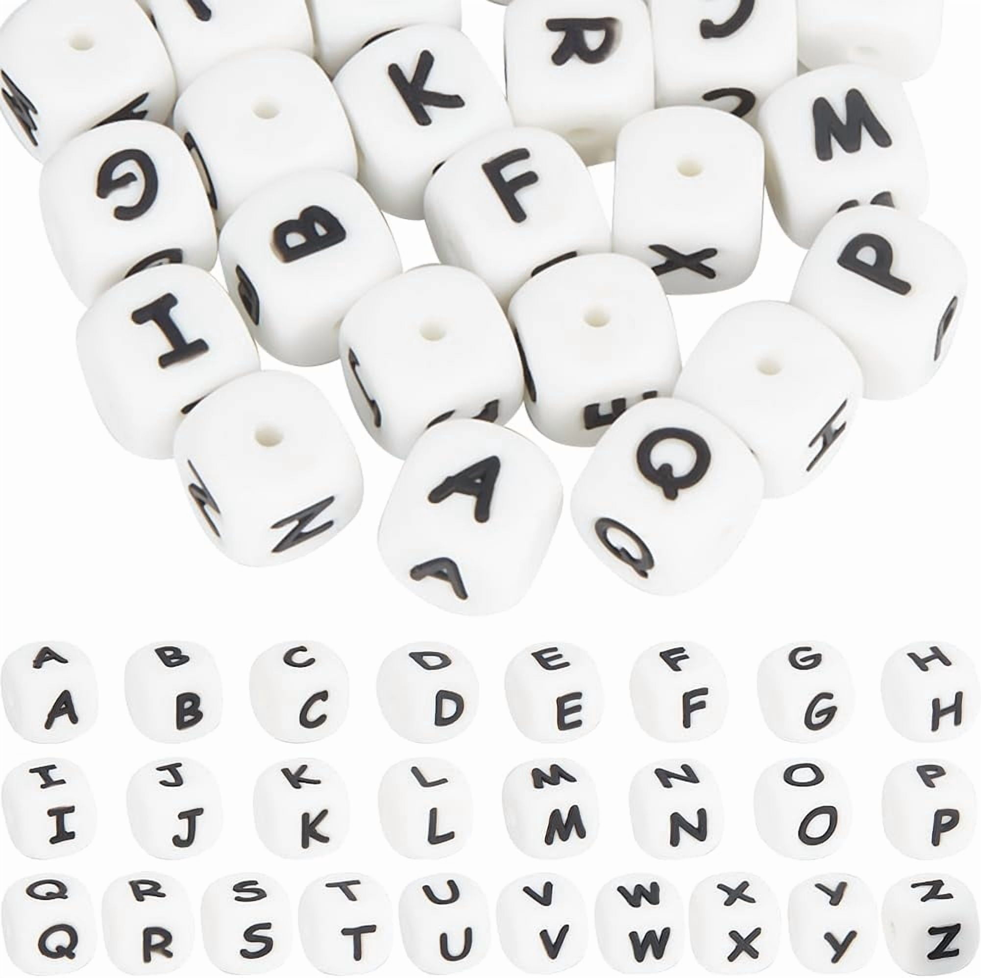 1Bag 1 Box 52Pcs 12x12mm Letters Bead Bulk Silicone Letter Beads ...