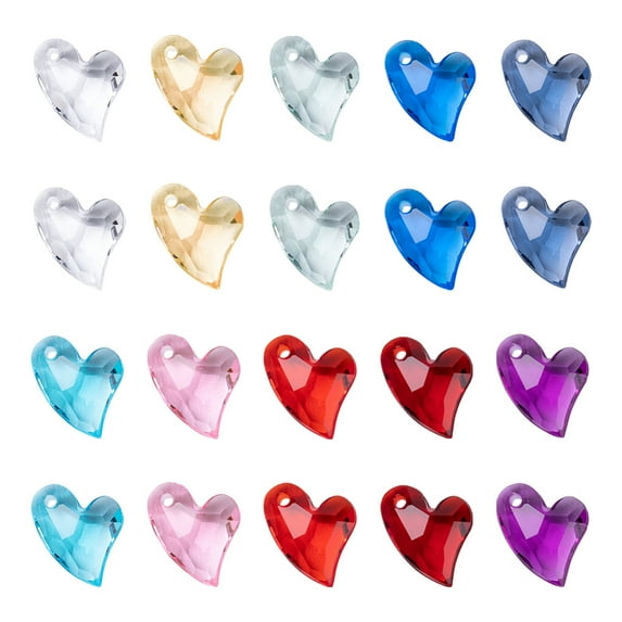 1Bag 100Pcs 10 Colors Transparent Acrylic Charms Faceted Heart Mixed Color 11x9x4mm Hole: 0.5mm 10pcs/color