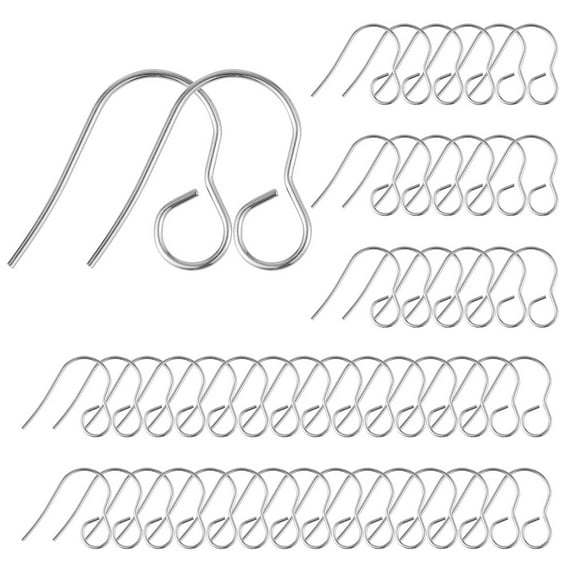 1Bag 100Pcs 316 Stainless Steel Hypoallergenic French Earring Hooks Flat Earring Hooks Ear Wire with Horizontal Loop Stainless Steel Color 18mm Hole: 4.6mm 20 Gauge Pin: 0.7mm