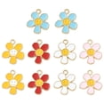 thumbnail image 1 of 1Bag 10Pcs 5 Colors Alloy Enamel Pendants Flower with Face Charm Golden Mixed Color 21.2~21.3x18x1.4~1.5mm Hole: 2~2.2mm 2pcs/color, 1 of 5
