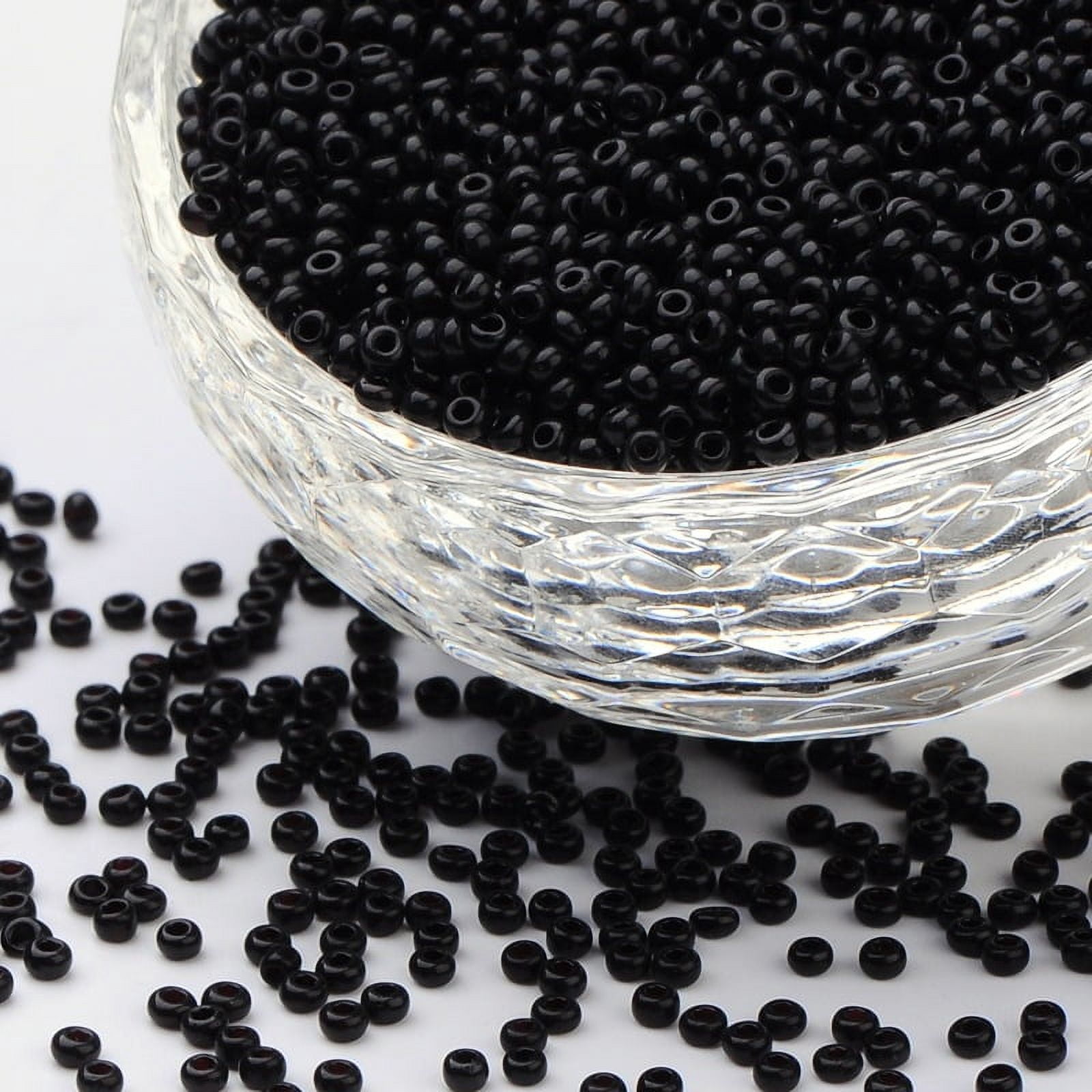 1Bag 12/0 Grade A Round Glass Seed Beads Baking Paint Black 12/0 2x1.5mm Hole: 0.7mm about 30000pcs/bag
