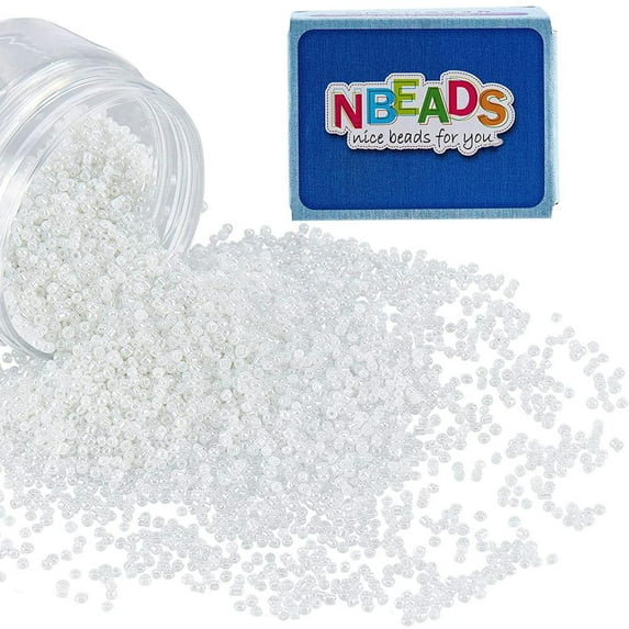 1Bag 120g 12/0 Glass Seed Beads Opaque White Seed Beads 2mm Round Loose Beads Pony Beads for DIY Craft Bracelet Necklace Jewelry