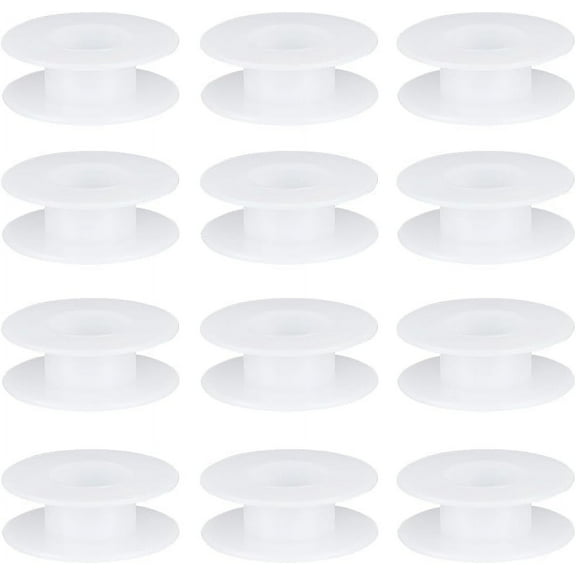 1Bag 15Pcs Plastic Spools For Beading Wire Thread String Wheel White 55x20mm