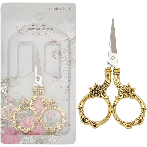1Bag 1Pc Retro Stainless Steel Scissors Embroidery Scissors Sewing Scissors Antique Golden 90x53mm