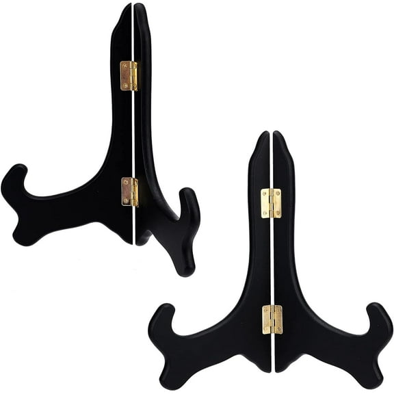 1Bag 2 Packs Wooden Display Stand Black Easels Plate Holders for Home Displaying Picture Photo Books Weddings Birthday Table Decoration Racks 8 Inch