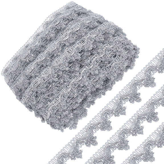 1Bag 20 Yards Metallic Lace Trim Triangle Fringe Decorative Trimming for Craft Sewing Garment Accessories Silver 20mm