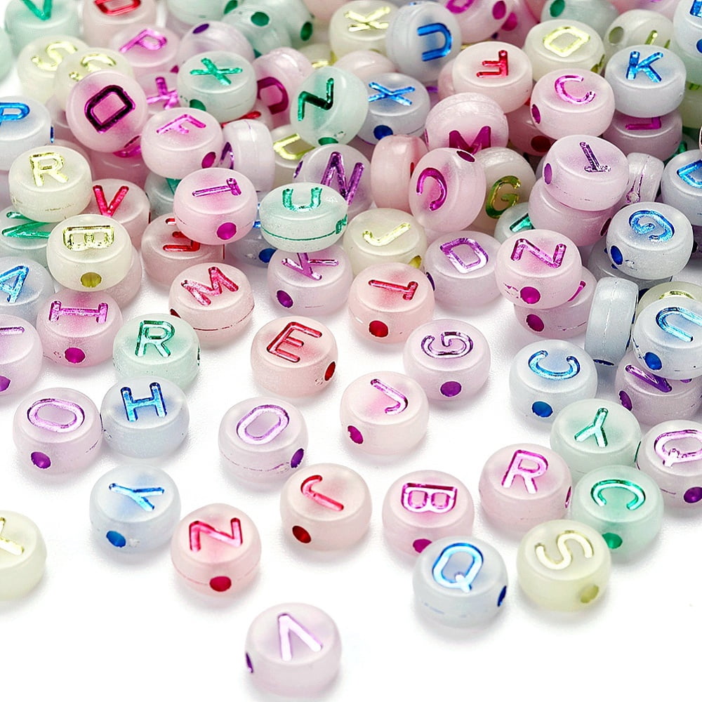 1Bag 200Pcs Luminous Acrylic Beads Glow in the Dark Horizontal Hole ...
