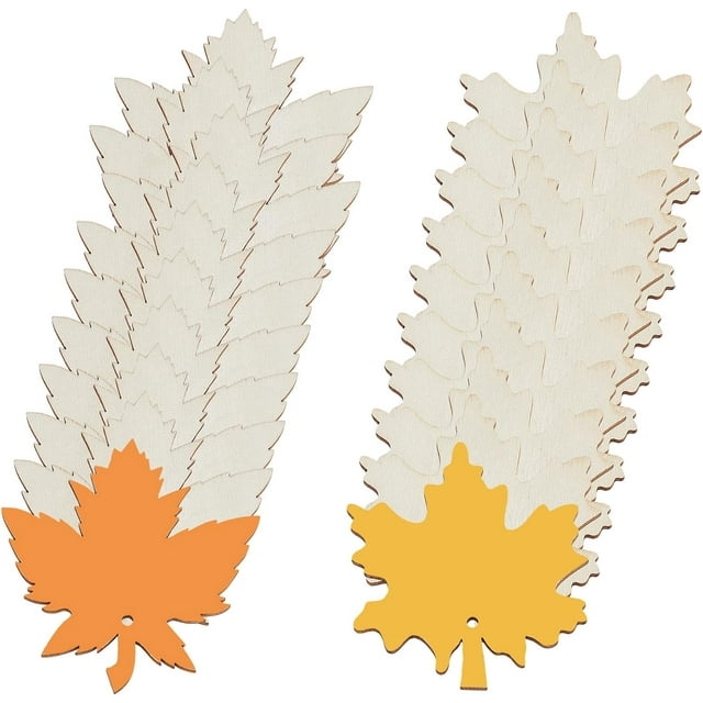 1Bag 20PCS Unfinished Wooden Maple Leaf Cutouts Craft Blank Wood Slices