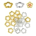 thumbnail image 1 of 1Bag 20Pcs 2 Colors Tibetan Style Alloy Bead Frames Lead Free & Cadmium Free Flower Antique Silver & Antique Golden 15x2mm Hole: 1.5mm 10pcs/color DIY, 1 of 5