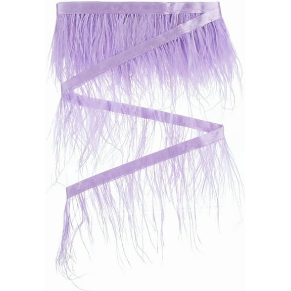 1Bag 2M Fashion Ostrich Feather Trimming with Cloth Band Ornament Accessories Violet 110x0.5mm