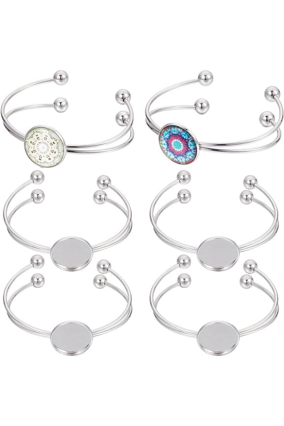 1Bag 304 Stainless Steel Double Wire Cuff Bangle Makings Blank Bangle Base 1/8~3/4 inch Inner Diameter: 2-1/2 inch(6.2cm) Tray: 20.2mm