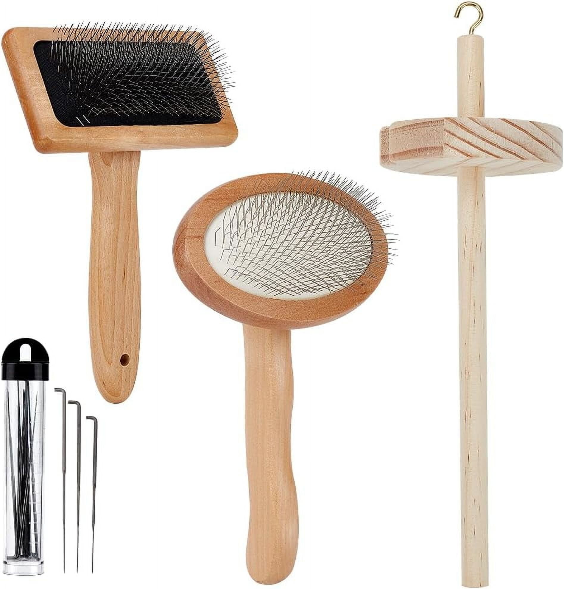 1Bag 304 Stainless Steel & Wood Needle Felting Tool Kits including Combs Felting Needle Spinning Tool Mixed Color