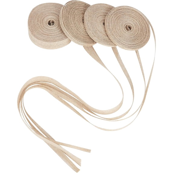1Bag 4 Rolls 3 Sizes Burlap Fabric Ribbon for Craft Making Tan 1/4 inch(6mm)~ 1-1/4 inch(30mm) 10m/roll