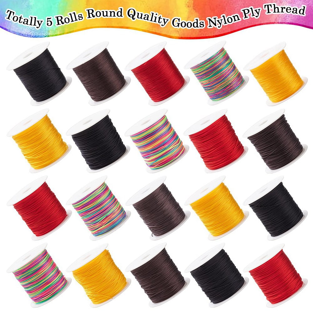 1Bag 5 Rolls 5 Colros 3-Ply Round Nylon Thread with Spool Mixed Color 0 ...
