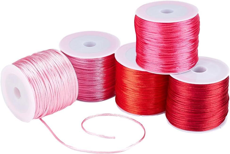 1Bag 5 rolls 5 colors Nylon Rattail Satin Cord Beading String for ...