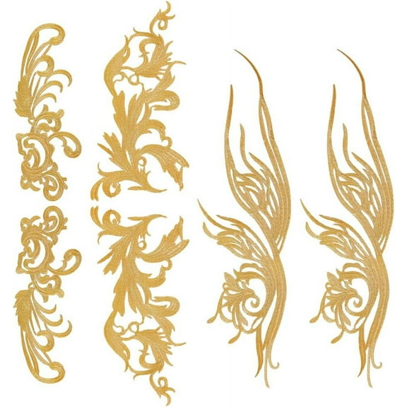 1Bag 6 Pcs 3 Styles Goldenrod Flower Embroidery Applique Patches Sew on Patch Iron on Appliques Ethnic Style Embroidery Appliques with Adhesive Back for Crafting Wedding Prom Dress Jeans Clothes