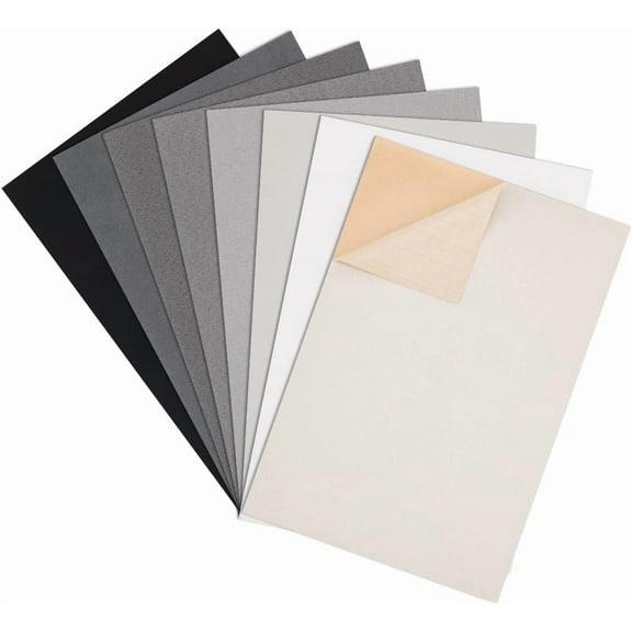 1Bag 8pcs 8 Style Faux Suede Self-Adhesive Repair Patch 11.8x7.8inch Black Series Couch Patch Repair Fabric for Patch Car Seats Handbags Jacket Holes and Tears