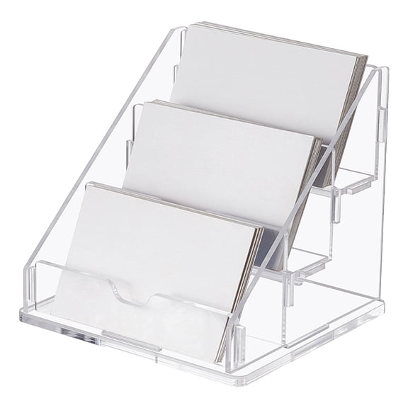 1Bag Acrylic Business Card Holder for Desk Clear Stand Vertical Card Display Desktop 3 Tiers Name Card Organizers for Exhibition Office and Home 4.7"x4.33"x4.33" DIY