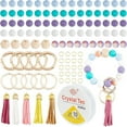 thumbnail image 1 of 1Bag DIY Charm Keychain Wristlet Making Kit Including Silicone & Wood Round Beads Brass Suede Tassels Alloy Split Key Ring & Spring Gate Ring Mixed Color Split Key Ring: 5Pcs/bag, 1 of 7