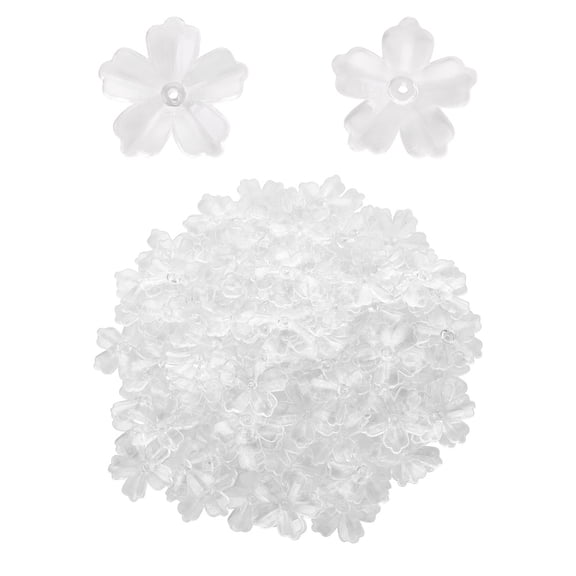 1Bag Flower Acrylic Beads Transparent Clear Flower Bead Caps Clear 29x6mm Hole: 2mm 100pcs/bag
