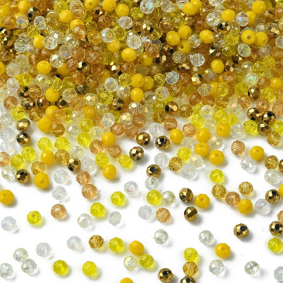 1Bag Glass Beads Mixed Style Faceted Rondelle Yellow 4x3.5mm Hole: 1mm 500pcs/bag