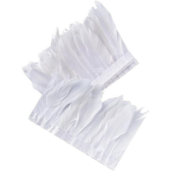 1Bag Goose Feather Fringe Trimming Costume Accessories Dyed White 145~195mm about 2m/bag