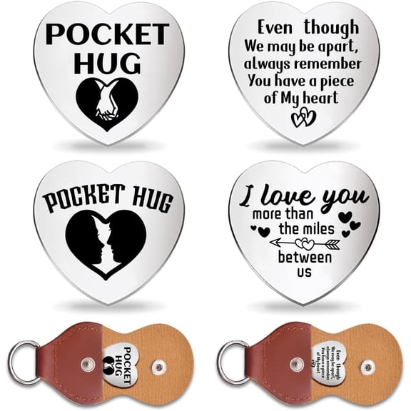 1Bag Heart Double-Sided Engraved Stainless Steel Commemorative Decision Maker Coin Set Pocket Hug Coin Inspirational Quote Coin with Velvet Cloth Drawstring Bags Word 25x25x2mm