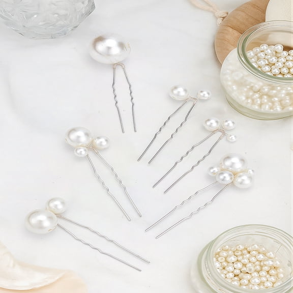 1Bag Iron Hair Forks with Copper Wire Wounding Beads Silver 71~89.5mm 6pcs/bag