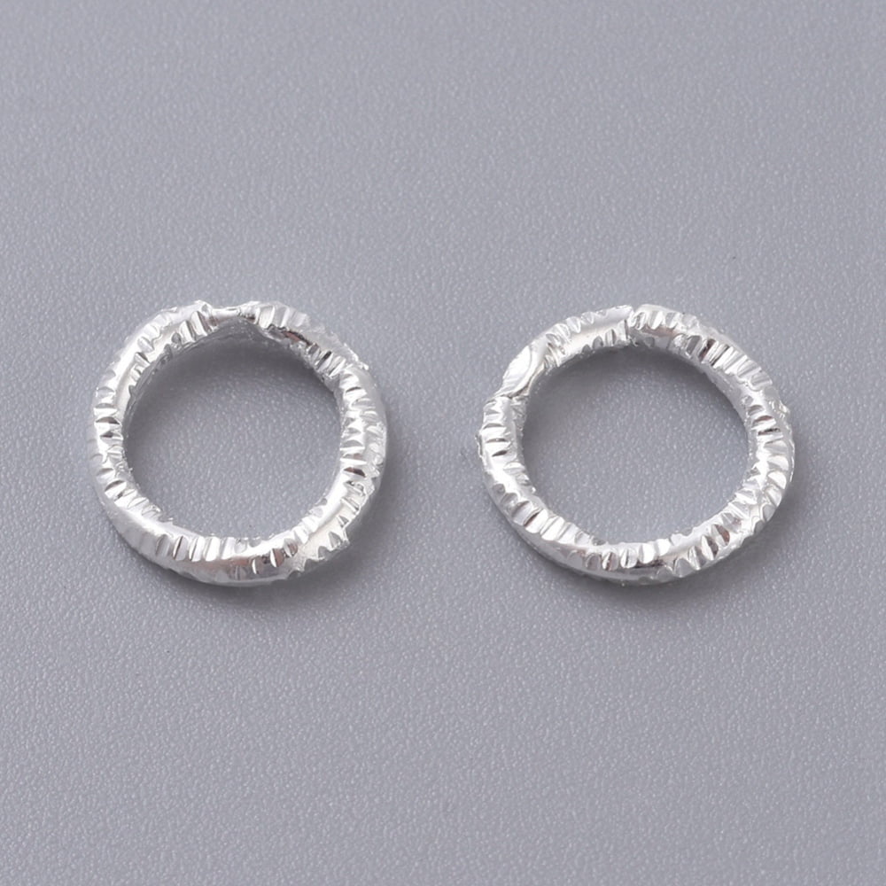 1Bag Iron Open Jump Rings Diamond Cut Textured Round for Jewelry Making Silver 7.5~8.5x1mm 18 Gauge Inner Diameter: 5.5mm 2000pcs/bag