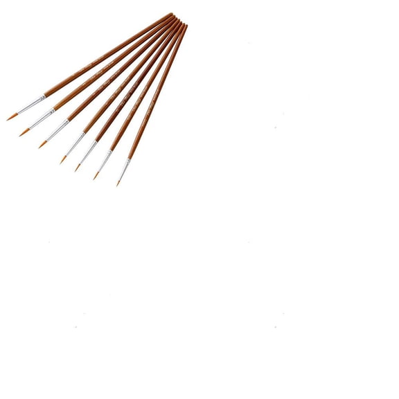 1Bag Line Drawing Brush Nylon Brushes with Wooden Handle for Detail Painting Ceramic Glazing Saddle Brown 190~200mm 7pcs/bag for diy