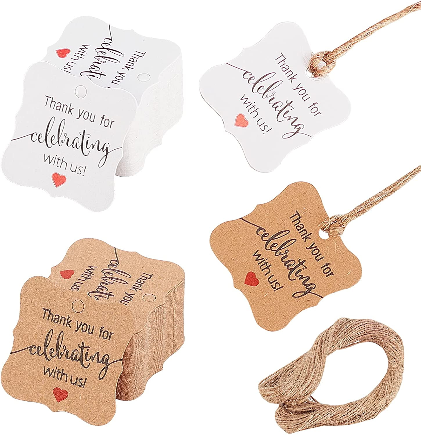 1Bag Paper Tapes with Hemp Ropes Word Pattern Thank You for Celebrating ...