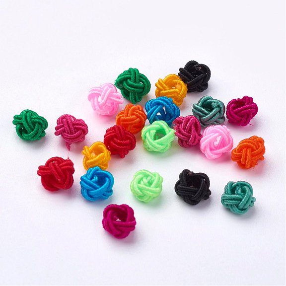 1Bag Polyester Weave Beads Round Mixed Color 6x5mm Hole: 4mm about 200pcs/bagDIY