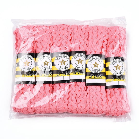 1Bag Polypropylene Fiber Ribbons Wave Shape Flamingo 7~8mm 15yard/bundle 6bundles/bag