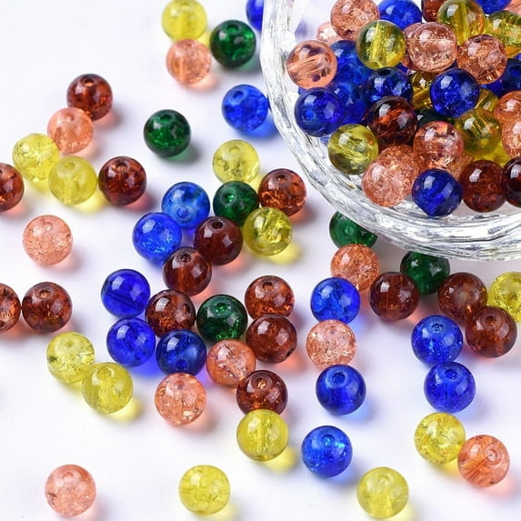 1Bag Round Baking Painted Crackle Glass Beads Halloween Mixed Color 6~6.5x5.5~6mm Hole: 1mm