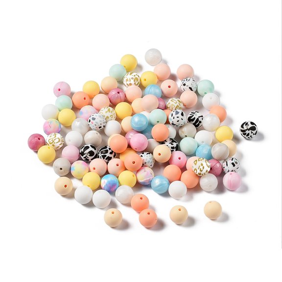 1Bag Round Food Grade Eco-Friendly Silicone Focal Beads Mixed Color 15mm Hole: 2.3mm about 100pcs/bag