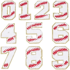 1Bag Sport Theme Number 0~9 Embroidery Cloth Iron on/Sew on Patches Costume Accessories Appliques White 71~72.5x38~50x2.5mm 10pcs/bag