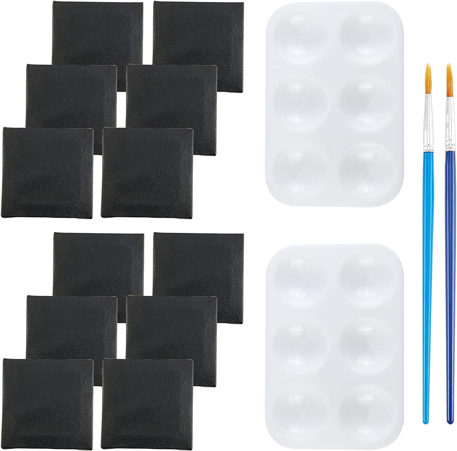 1Bag Tool Sets Plastic Art Brushes Pen Value Sets 6 Well Rectangular ...