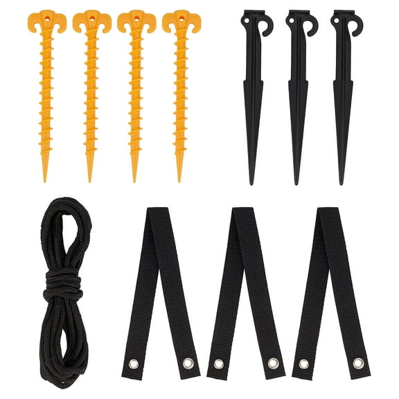 1Bag Tree Stake Kit Tree Support Straps with Strong Rope Plant Support Anchors Professiona with Plastic Threaded Claw Nails Accessorie Mixed Color