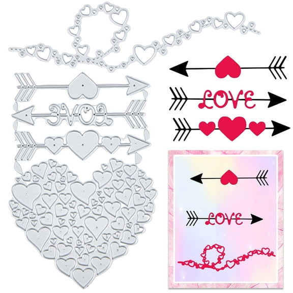 1Bag Valentines Die Cuts for Card Making Love Heart Cupid Layering Stencil Metal Cutting Die Handmade Card Making Embossing Stencil Photo Album Gift Cards Home Decoration Paper Craft