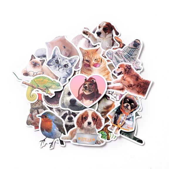 1Bag Waterproof Self Adhesive Paper Stickers for Suitcase Skateboard Refrigerator Helmet Mobile Phone Shell Animal Pattern 42~74x40~80x0.2mm 52pcs/bag