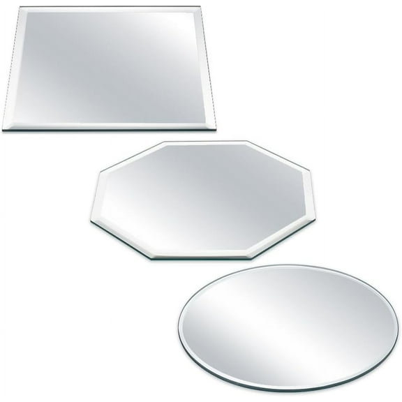 1Bags 3 Style Beveled Glass Mirror 6x6 inch Square & Round & Octagon Mirror Panels 3mm Beveled Wall Mirror Modern Glass Mirror Base for Weeding Table Party Decor Crafts Wall Decoration