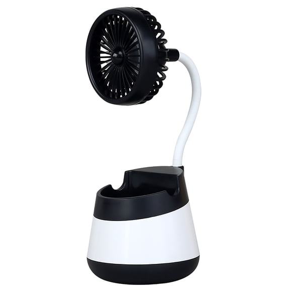 1Black Usb Rechargeable Desktop Fan Pencil Holder 2 In 1 Portable Small Fan 3 Wind Levels With Phone Stand For Office Student Dorm Home Personal